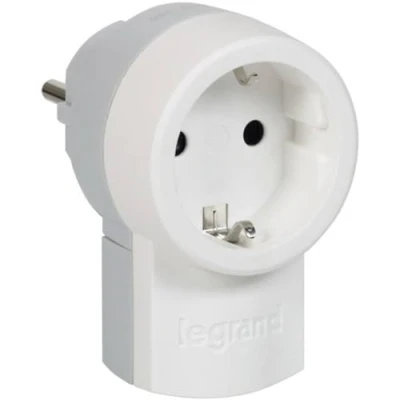 Abbildung von LEGRAND, Schutzkontakt Stecker mit Steckdose, Doppelfunktionsstecker, Deutscher Standard, 2P + E, 16 A, 230 V, max. 3680 W, Kabelanschluss bis 3 x 1.5 mm², Farbe: Weiß/Grau, 050462