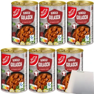 Abbildung von usy Bundle für Gut&amp;Günstig Rinder Gulasch in pikanter Sauce 6er Pack (6x400g Dose) + Block