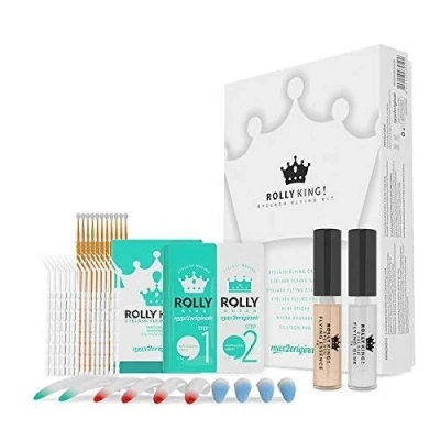 Abbildung von Max2Originale Rolly King Wimpernlifting Set Wimpernpermeset mit Wimpernkleber, Wimperncreme, Mikrobürsten, Silikonstäbchen, Silikonpolstern Komplettes Kit