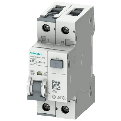Abbildung von Siemens 5SU13546KK10 FI/LS Schalter RCBO 1P+N 10kA TypA 30mA B10 230V