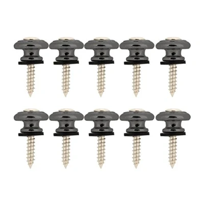 Abbildung von Tbest Gurtpins Gitarre, 10 Stück Pilzkopf Aus Metall,Schloss,Knopf,Schrauben,Ersatz Für Gitarrengurt,Klassische Akustikgitarre,E Bass,Ukulele,Befestigung Von Gitarrengurt,Knöpfe (Schwarz)