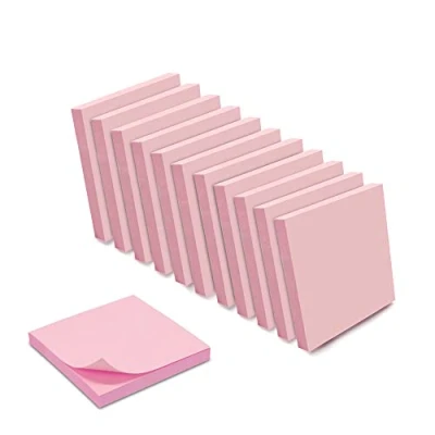 Abbildung von WAYTEX 1200 Haftnotizen, wiederverwendbar, Pastellrosa, 12 Blöcke à 100 Blatt, 75 x mm, quadratisch