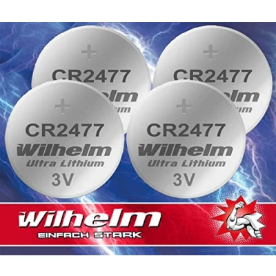 Abbildung von 4 x CR2477 CR 2477 WILHELM Lithium Knopfzelle 3V 1070 mAh ø24 7,7 mm Batterie DL2477