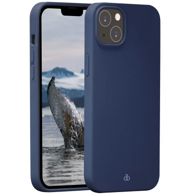 Abbildung von Apple iPhone 14 Plus Hülle Recyceltem Silikon dbramante1928 Soft Case/Backcover Handyhülle Blau