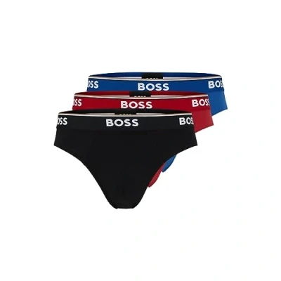 Abbildung von BOSS Herren 3 Pack Classic Regular Fit Stretch Briefs Slip, Rot/Marineblau/Schwarz, Medium (3er Pack)