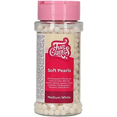 Abbildung von FunCakes Zuckerperlen Mittel Glänzend Weiß: Kuchenstreusel, guter Geschmack, perfekt zum Dekorieren von Kuchen, essbare Zuckerperlen. 60 g.