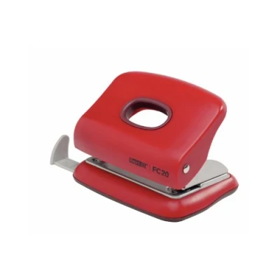 Abbildung von Rapid 23256402 Kleiner Locher (20 Blatt, Anschlagschiene mit Formatvorgaben, Metall, FC20) rot