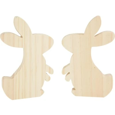 Abbildung von VBS Dekofigur Holz Hasen (2 St), Kiefernholz