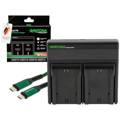 Abbildung von PATONA NP FZ100 Akku Ladegerät Dual PD Performance mit USB C LCD Premium Akkulader PD20W / PD45W Kompatibel Sony Alpha FX30 A1 A9 A9II A7RIII A7RIV A7SIII A7III A7IV A6600 A7C ZV E1 BC QZ1