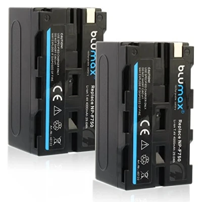 Abbildung von 2X Blumax Akku kompatibel mit Sony NP F750 / F550 F970 F960 F570 4000mAh (Blackmagic F570) auch für Diverse Blitzgeräte Videoleuchten Fieldmonitore
