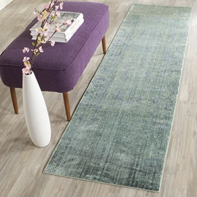 Abbildung von SAFAVIEH Distressed Teppich für Wohnzimmer, Esszimmer, Schlafzimmer Mystique Collection, Kurzer Flor, Grün und Multi, 69 X 244 cm
