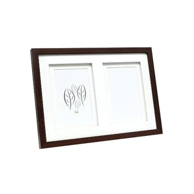 Abbildung von Deknudt Frames Galerierahmen mit doppeltem Passepartout Braun S65KQ2 für 2 Bilder Bildgröße 15x20cm Bilderrahmen Holz MDF aufhängen oder ausstellen