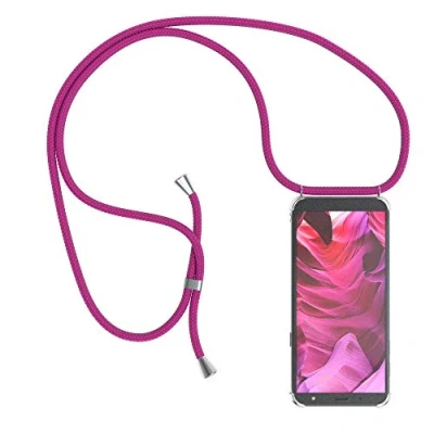 Abbildung von EAZY CASE Handykette kompatibel mit Samsung Galaxy J6 Handyhülle Umhängeband, Handykordel Schutzhülle, Silikonhülle, Hülle Band, Stylische Kette für Smartphone, Pink