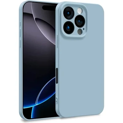 Abbildung von MyGadget Hülle für iPhone 16 Pro Zweilagige Handyhülle mit Kameraschutz Cover Innenfutter &amp; Silikon außen Babyblau