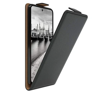 Abbildung von EAZY Case Hülle kompatibel mit Xiaomi Redmi Note 9S / 9 Pro Max Flip Cover zum Aufklappen, Handyhülle aufklappbar, Schutzhülle, Flipcase, Flipstyle vertikal klappbar, Kunstleder, Schwarz