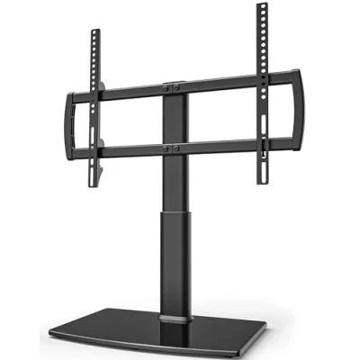 Abbildung von TV Standfuß Universal Höhenverstellbar Ständer für 32 70 Zoll Halterung Fernsehständer LCD Flachbildfernseher Glas Aufsatz VESA 600x400mm Tischständer/Schwarz