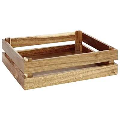 Abbildung von APS Holzbox SUPERBOX , Holzkiste, Weinkiste, Buffetbox, Dekoholzbox, Aufbewahrungskiste, Möbelkiste, 35 x 29 cm, H: 10,5 Akazienholz, passend zu GN 1/2