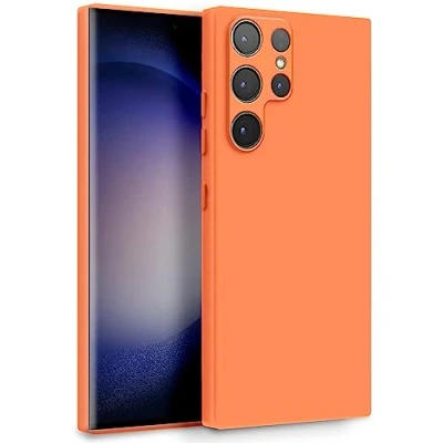 Abbildung von MyGadget Hülle für Samsung Galaxy S23 Ultra Zweilagige Handyhülle mit Kameraschutz Cover Innenfutter &amp; Silikon außen Orange