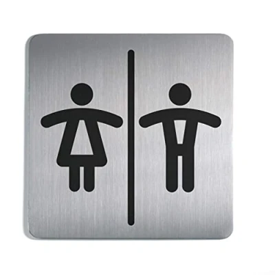 Abbildung von Durable Piktogramm WC Damen und Herren, quadratisch, 150 x mm, Edelstahl, 495823