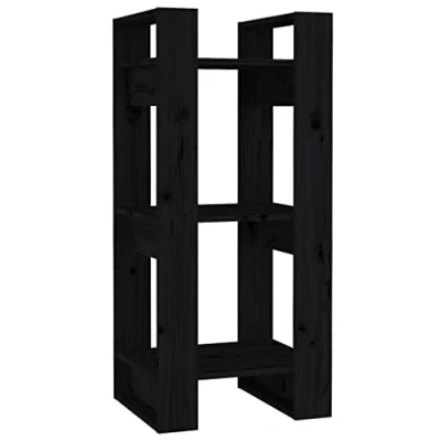 Abbildung von SDWEHO7 Bücherregal Standregal freistehendes Büroregal Aktenregal Aufbewahrungsregal Raumteiler Lagerregal für Wohnzimmer, Schwarz 41x35x91 cm Massivholz Kiefer