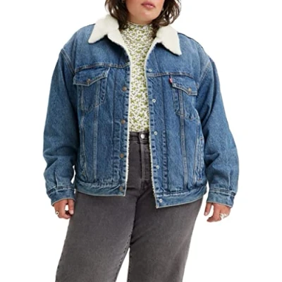 Abbildung von Levi&#039;s PLUS Trucker SIZE Jeansjacke, Damen, Größe: 54/56, Blue denim