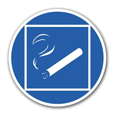 Abbildung von 10 Stück Rauchen erlaubt Raucherzone Raucherbereich Aufkleber Ø 9,5cm Sticker Smoking Area Gebotszeichen mit UV Schutz für Außenbereich Innenbereich