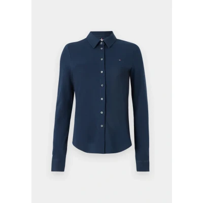 Abbildung von Tommy Hilfiger Damen Hemd 1985 Slim mit Spitzkragen, Blau (Dark Night Navy), 3XL