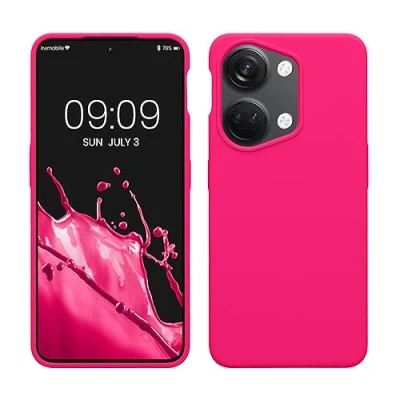 Abbildung von kwmobile Hülle kompatibel mit OnePlus Nord 3 5G Silikon Handy Case Handyhülle weiche Oberfläche kabelloses Laden Neon Pink