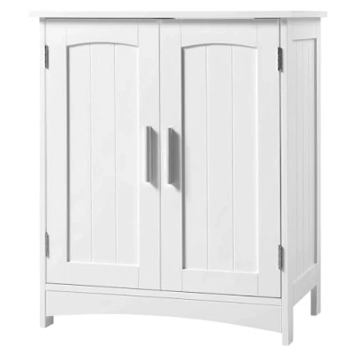 Abbildung von EUGAD Waschbeckenunterschrank, Unterschrank, Waschtischunterschrank, Badezimmerschrank, Badschrank mit 2 Türen, verstellbare Ablage, freistehend, modern, 50x60x30 cm, Weiß