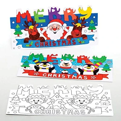 Abbildung von Baker Ross AX472 Weihnachtskarten zum Ausmalen Bastelset für Kinder 10 Stück, Festliche Kreativsets und Bastelbedarf Basteln Dekorieren zur Weihnachtszeit