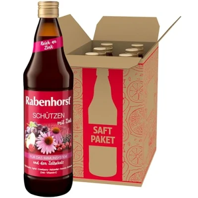 Abbildung von RABENHORST Schützen mit Zink 6er Pack (6 x 700 ml) Mehrfruchtsaft Echinacea Essenz, und Vitamin C für das Immunsystem den Zellschutz