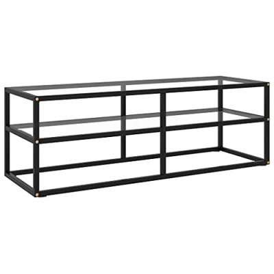 Abbildung von vidaXL TV Schrank Lowboard Möbel Tisch Board Sideboard Fernsehtisch Fernsehschrank HiFi Schwarz mit Hartglas 120x40x40cm