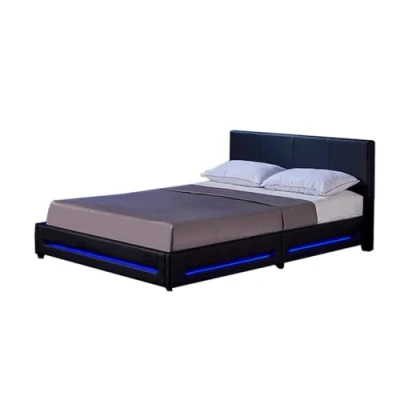 Abbildung von HOME DELUXE Bett LED ASTEROID (Set, 3 tlg., inkl. Lattenrost, Matratze &amp; Beleuchtung),  160 x 200 cm gepolstertes Kopfteil, Polsterbett, Kunstlederbett