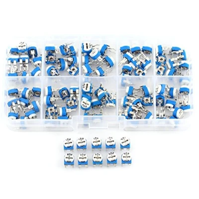 Abbildung von Widerstand 10Values ​​500 Ohm bis 1M Potentiometer Carbon Film 100pcs Trimmer Trimpot mit Kunststoff Box