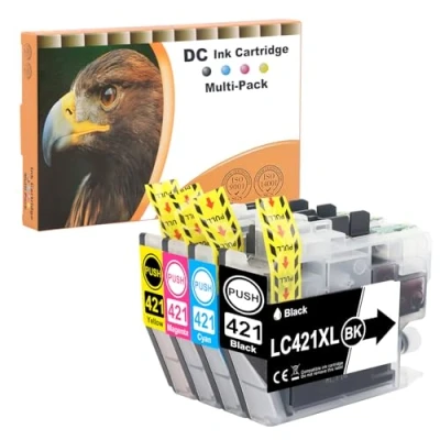 Abbildung von D&amp;C LC421XL Druckerpatronen Kompatibel für Brother LC421 XL Multipack DCP J1050DW Patronen MFC J1010DW J1140DW (Schwarz, Cyan, Magenta, Gelb, 4 Pack)
