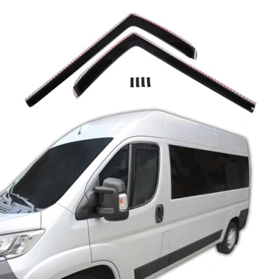 Abbildung von J&amp;J AUTOMOTIVE GP Windabweiser Regenabweiser Passend Für Ducato ab 2006, Schwarz, Getönt, Set 2 Teilig, Aerodynamisch, Acrylglas