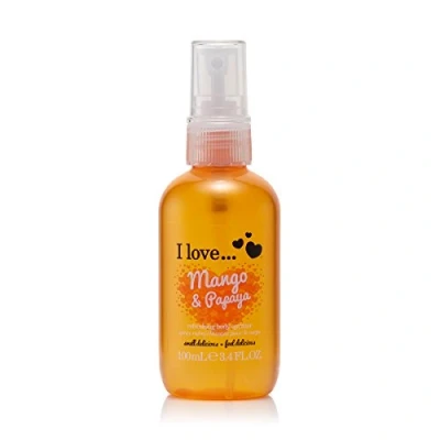 Abbildung von I Love Mango &amp; Papaya Body Spritzer, Formulated With Natural Fruit Extracts to Keep You Cool Fragranced, Travel Size Essential Providing On The Go Refreshment, Vegan Friendly 100ml