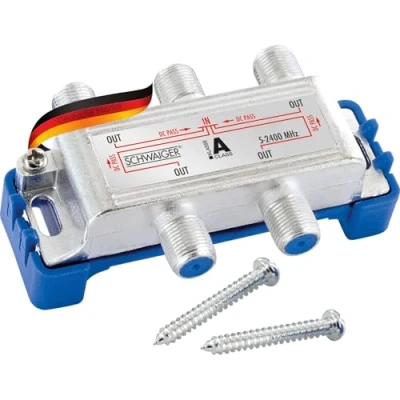Abbildung von SCHWAIGER 9505 SAT Verteiler 4 Fach digital BK Wege Kabel Führung Splitter 5 2400 MHz vierfach Satelliten TV DVB S2 Fernsehen