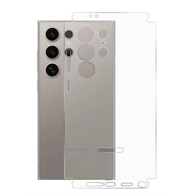 Abbildung von GIOPUEY[2 Stück Rückseite Folie Kompatibel mit Samsung Galaxy S24, S24 Schutzfolie, Weiches TPU, Dünn, Matte Textur, Schützende Grenze Translucent