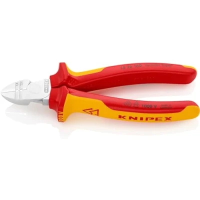 Abbildung von Knipex Abisolier Seitenschneider verchromt, isoliert mit Mehrkomponenten Hüllen, VDE geprüft 160 mm (SB Karte/Blister) 14 26 SB