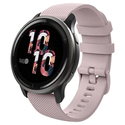 Abbildung von MoKo Armband Kompatibel mit Vivoactive 4S/Venu 3S/Venu 2S/Forerunner 265S/255S/255S Music/Vivomove 3S, 18mm Weiches Silikon Ersatzarmband Uhrenarmband Sportarmband, Rosa