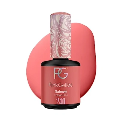 Abbildung von Pink Gellac UV Gel Nagellack 240 Salmon 15 ml Lack Rosa Lang Anhaltender Gellack Einfache Entfernung Shellac Nail Polish Made in Holland