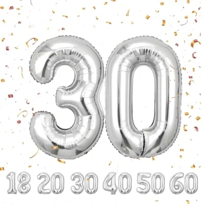 Abbildung von ballonluftballon 30 jahre Sliber ballons 40&quot; 101cm Geburtstagsdeko Folienballon Zahl Deko zum Geburtstag fliegt mit Helium für Männer Frauen Geburtstagsparty Jubiläum…