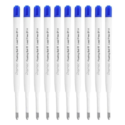 Abbildung von WESTCOTT Kugelschreibermine G2 Nachfüllpack Blau 10 Stück, Kugelschreiberminen XB 1,4 mm, kompatibel mit ISO Standard G2, dokumentenechte Tinte