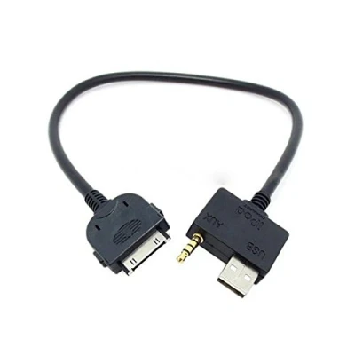 Abbildung von System S KFZ Auto Adapterkabel USB &amp; 3.5mm Klinke für iPhone iPod 30 Pin Anschluss Hyundai Kia MDI 25 cm