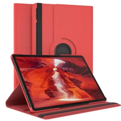 Abbildung von EAZY Case Tablet Hülle für Samsung Galaxy Tab S9 Plus Schutzhülle 12.4 Zoll Smart Cover Rotationcase zum Aufstellen Klapphülle 360 drehbar mit Standfunktion Tasche Kunstleder Rot