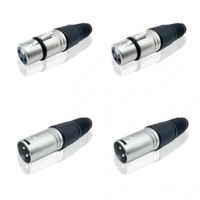 Abbildung von iYueMps 2paar XLR Connector 3Pin Stecker + Buchse Steckverbinder, M/F Audio Mic Mikrofonstecker Lötanschluss, Kabelenden Löten Typ Adapter
