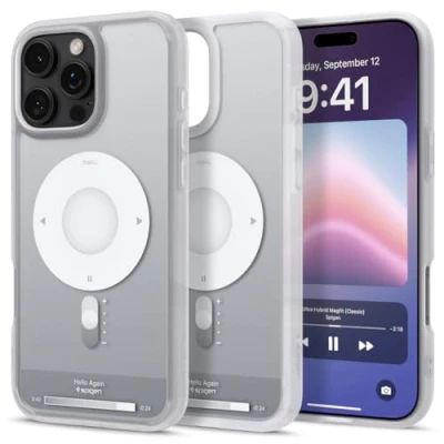 Abbildung von Spigen für iPhone 16 Pro Hülle [Anti Yellowing] Ultra Hybrid MagFit Case Handyhülle Transparent Dünn Slim Kompatibel mit MagSafe Classic Silver
