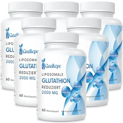 Abbildung von Liposomales Glutathion reduziert 2000mg pro Portion Ergänzung mit Hyaluronsäure + Kollagenpeptid Resveratrol 10x bessere Absorption (60 Stück (6er pack))