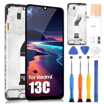Abbildung von LCD Bildschirm für Xiaomi Redmi 13C Display 23100RN82L Touchscreen Digitazer Assembly mit Reparatur Set (6,74 Zoll, Schwarz Rahmen)